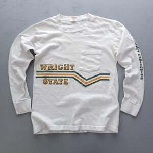 Vintage 1980s Wright State University Long Sleeve Pocket‎ T-shirt Small